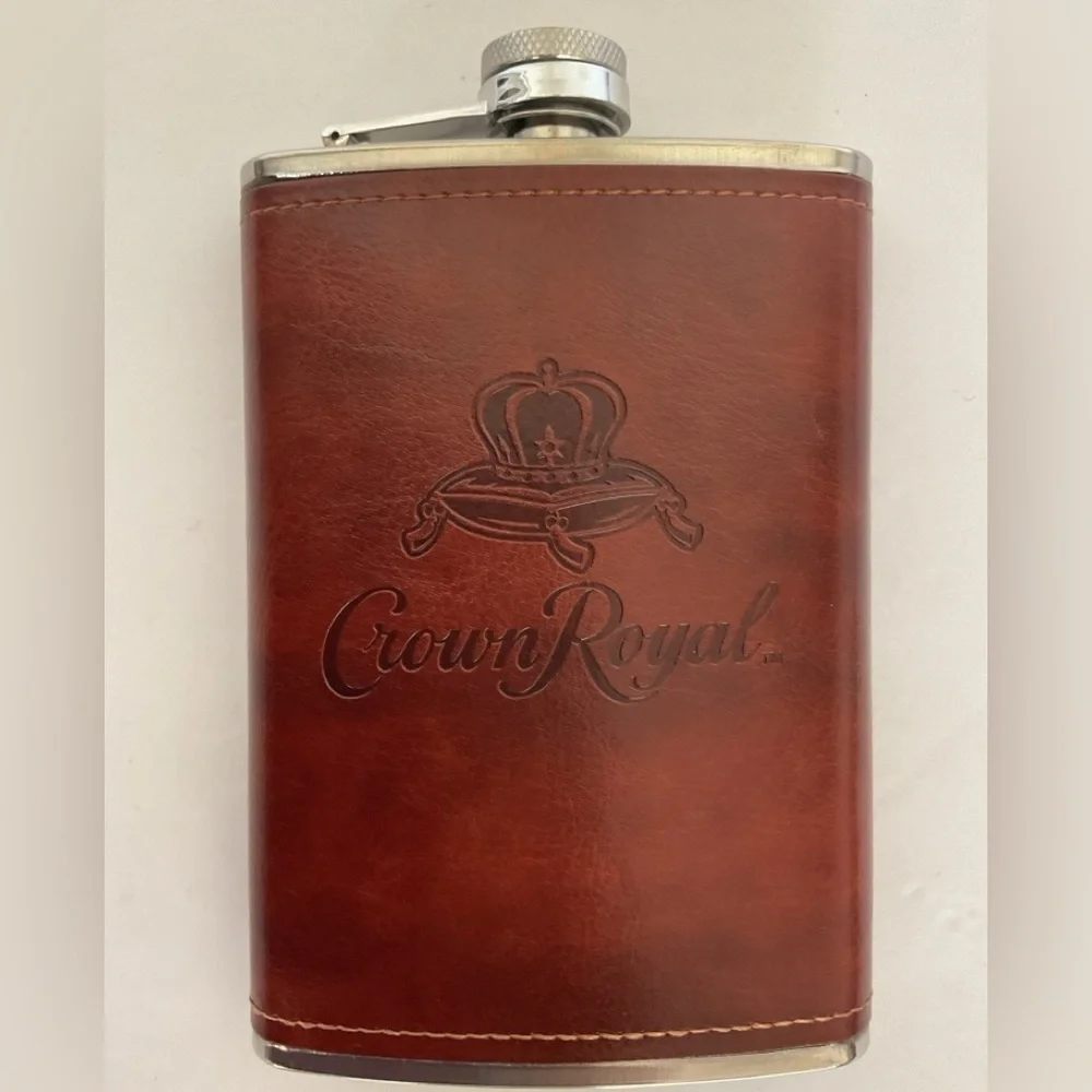 Crown Royal Leather Wrapped Flask NWOT